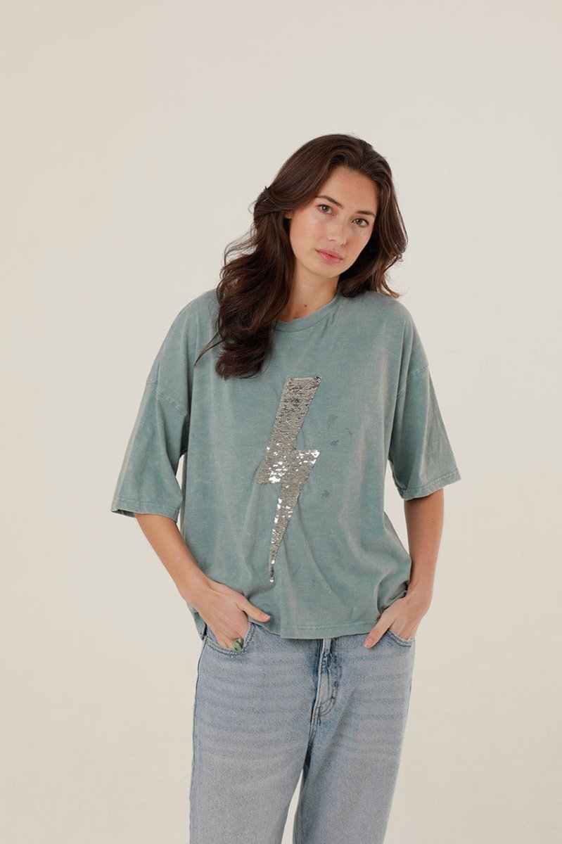 T - SHIRT ANGIE STONE BLUE XS - ONE TEE