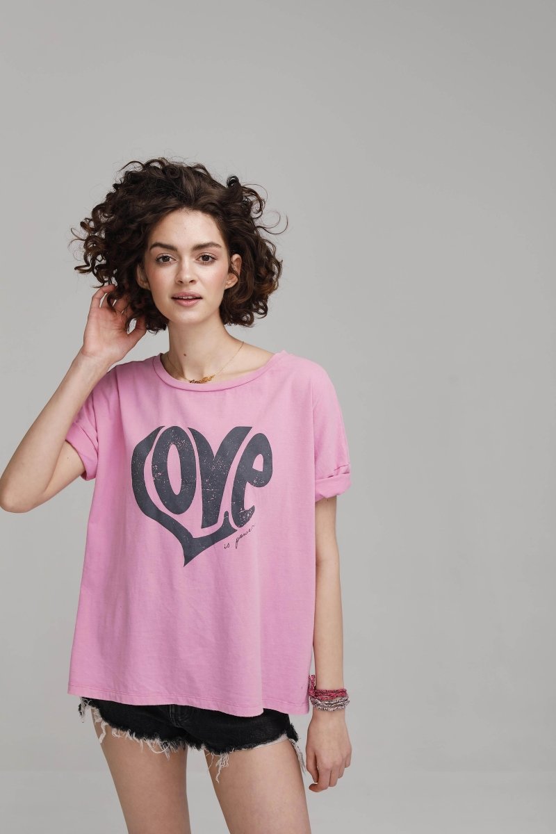 T - SHIRT ANNA PINK PRINT CARBONE XS - ONE TEE