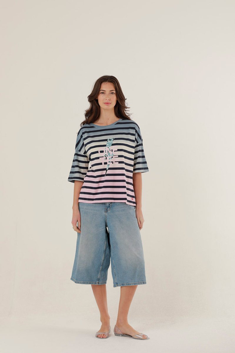 T - SHIRT AVA STONE BLUE XS - ONE TEE