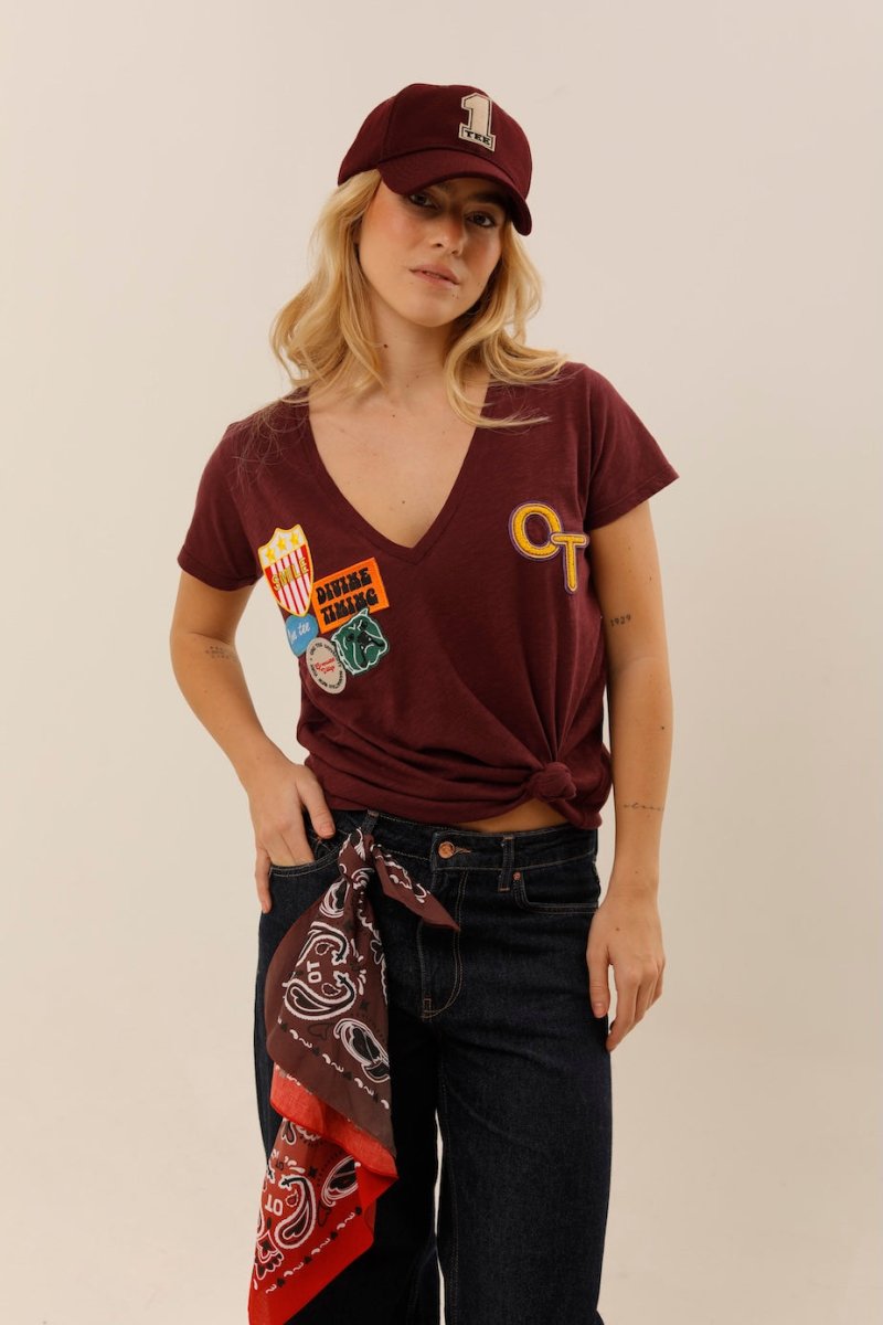 T - SHIRT GABY BURGUNDY XS - ONE TEE