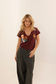 T - SHIRT GABY BURGUNDY XS - ONE TEE