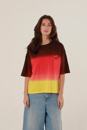 T - SHIRT INAYA DIP DYE CHOCO XS - ONE TEE