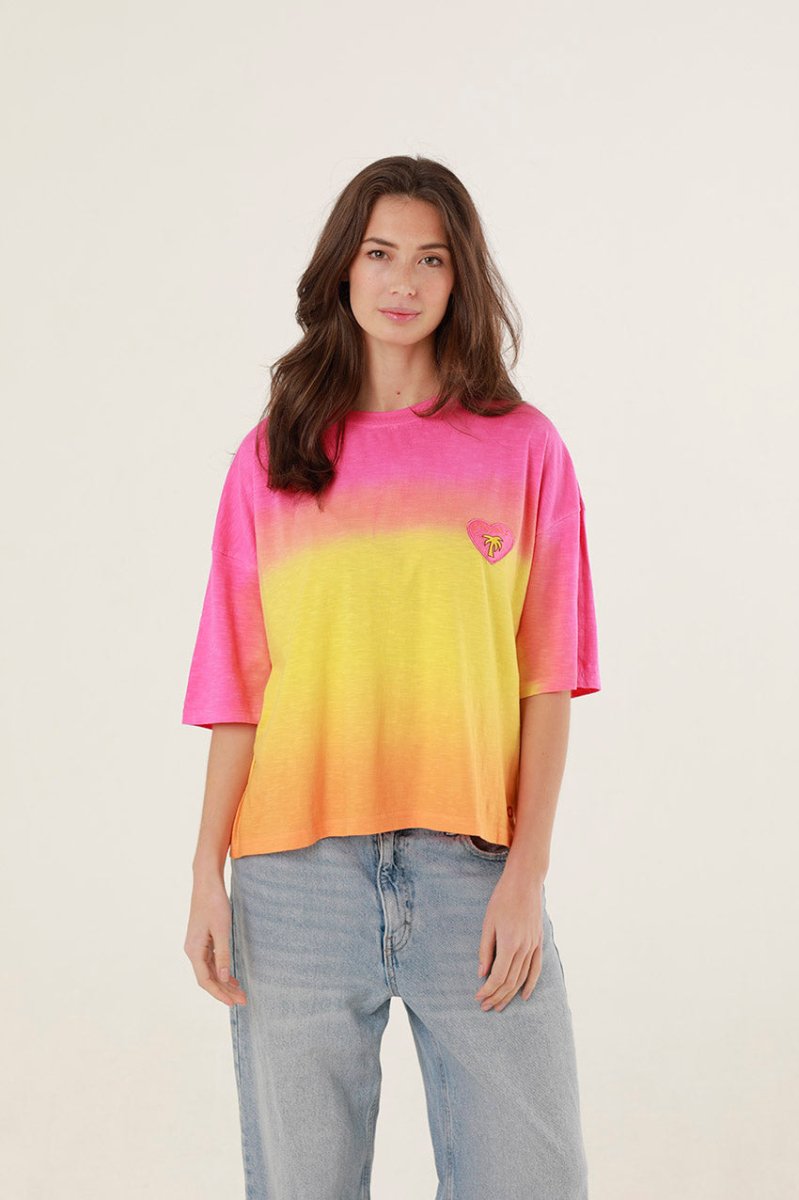 T - SHIRT INAYA DIP DYE PINK XS - ONE TEE