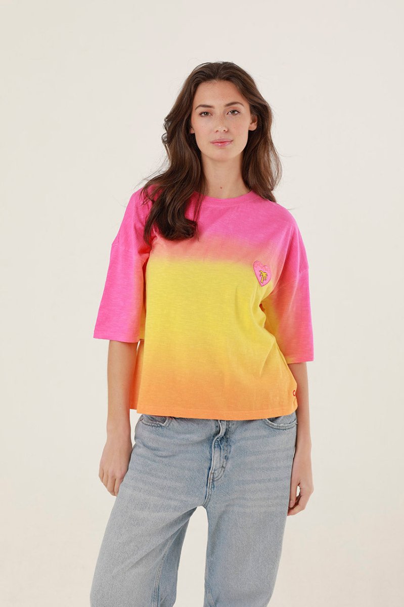 T - SHIRT INAYA DIP DYE PINK XS - ONE TEE