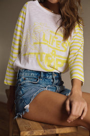 T - SHIRT MANCHES LONGUES JESSICA XS JAUNE - ONE TEE