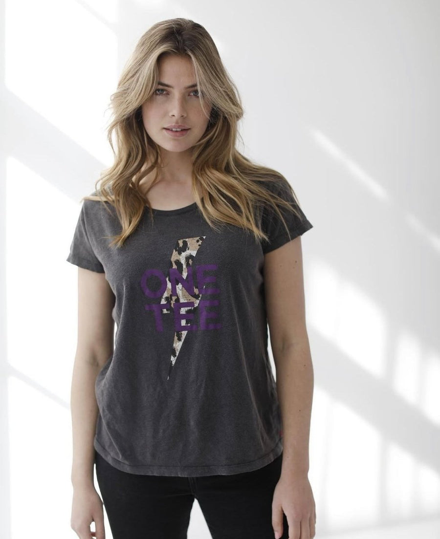 TEE SHIRT AVA LEO CARBONE/PURPLE XS - ONE TEE