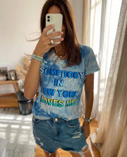 TEE SHIRT ILDA TIE & DYE BLUE BLUE XS - ONE TEE