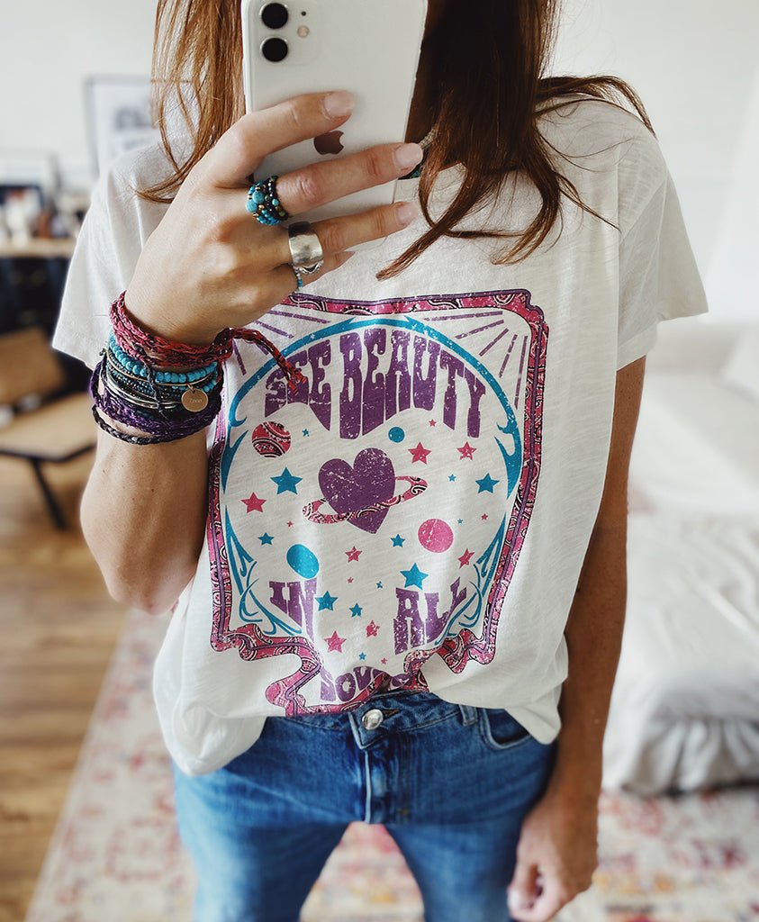 TEE SHIRT ROSE IVOIRE XS - ONE TEE