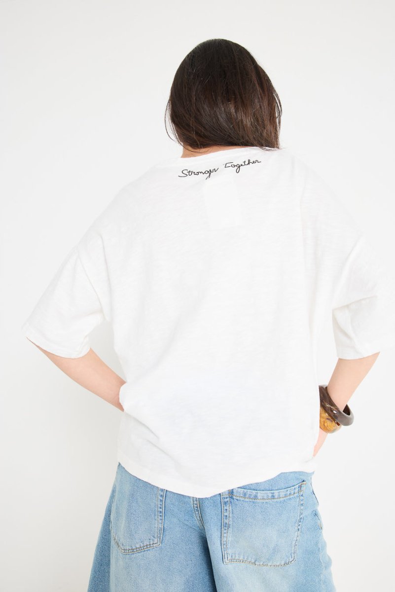 T - SHIRT VÉRONIKA COL V BLANC XS - ONE TEE X VERONIKA LOUBRY