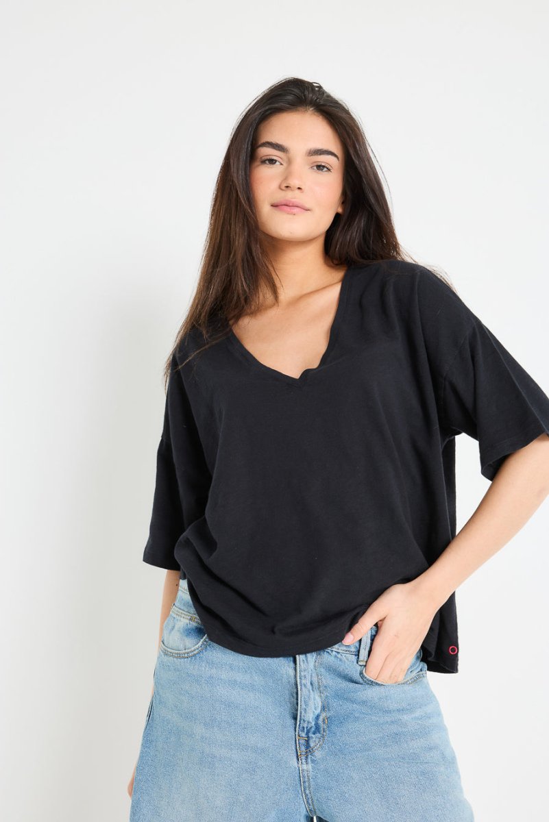 T - SHIRT VÉRONIKA COL V BLANC XS - ONE TEE X VERONIKA LOUBRY